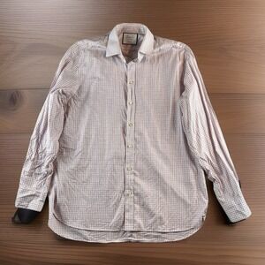 Charles Tyrwhitt Dress Shirt Men's L Red White Check Classic Fit Preppy